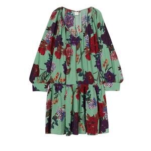 H&M AIRY DRESS Reglan Sleeves Green Floral Midi Oversized Women’s Size XL